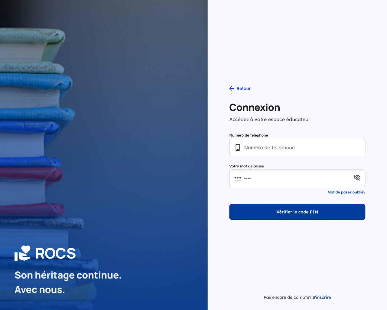 ROCS Login Screen